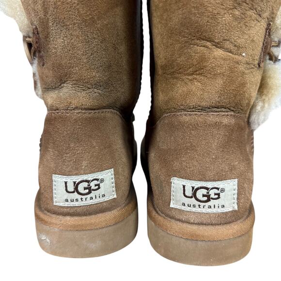 Ugg Bailey Button II Womens Brown Sherpa Wool Lined Winter Boots Sheepskin sz 6 - Picture 11 of 16